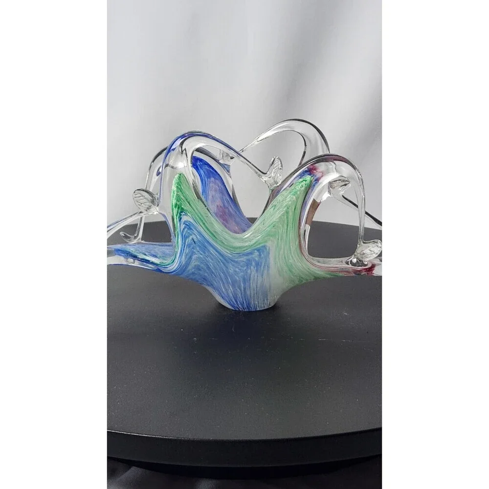 Murano Style Colorful Art Glass Napkin/Envelope Holder Prestine